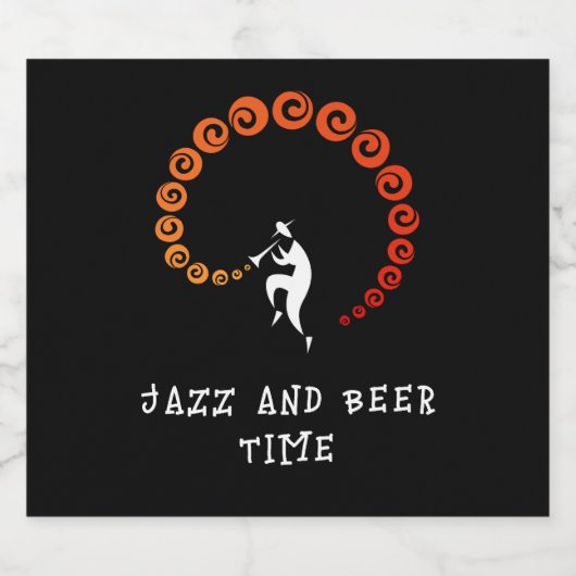 Cool Jazz Trompet Muzikant Geel Sinaasappel Bier Etiket (Enkel label)