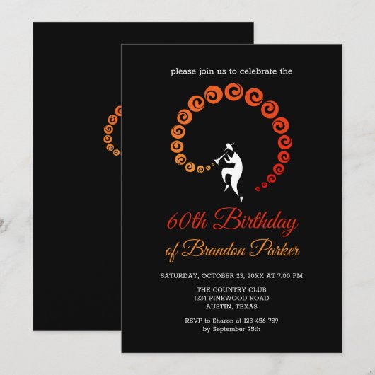 Cool Jazz Trumpet Muzikant 60ste Verjaardagsfeest Kaart (Voorkant / Achterkant)