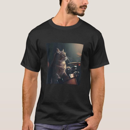 Cool Jazzy Drummenende Kattendrummeraccessoires T-shirt (Voorkant)
