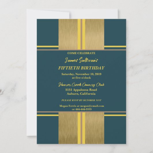 Cool Jazzy Gold uitnodiging (Voorkant)