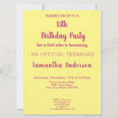 Cool Je bent 13 Officiële Tiener Meisje Verjaardag Kaart (Achterkant)