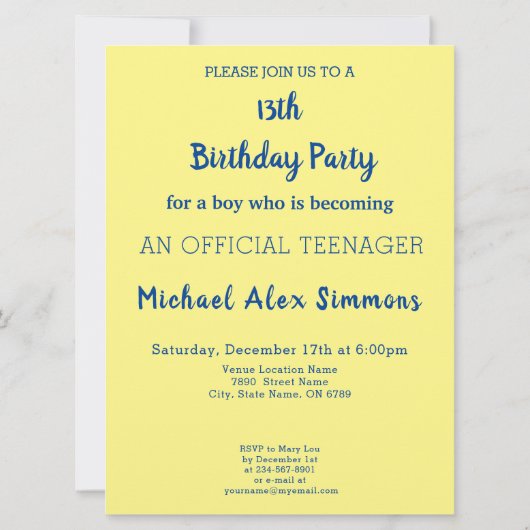 Cool, je bent 13 - Officiële verjaardag tienerjong Kaart (Achterkant)