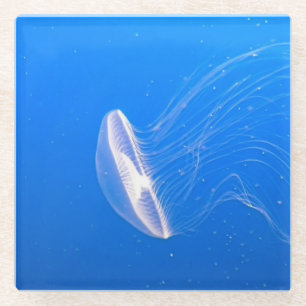 Cool Jellyfish Tentacles Bright Blue Water Glazen Onderzetter