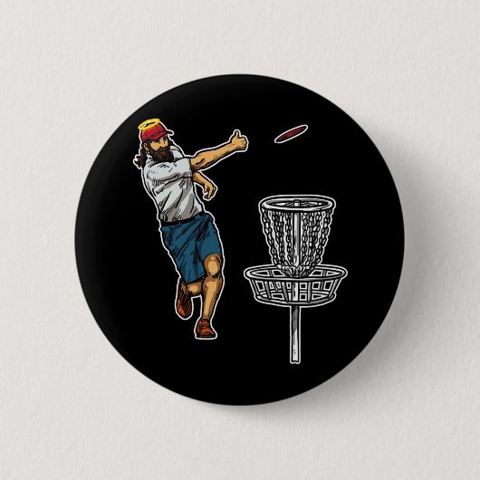 Cool Jesus Disk Golf Gift Idee Ronde Button 5,7 Cm (Voorkant)