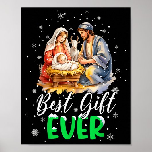 Cool Jesus Nativity Scene Christian Best Ever Chri Poster (Voorkant)