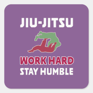 Cool Jiu Jitsu Gezegden Cadeau Werk Hard & Blijf Vierkante Sticker