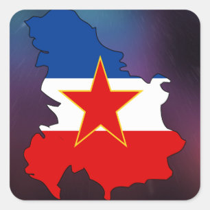 Cool Joegoslavië Vlag Kaart Vierkante Sticker