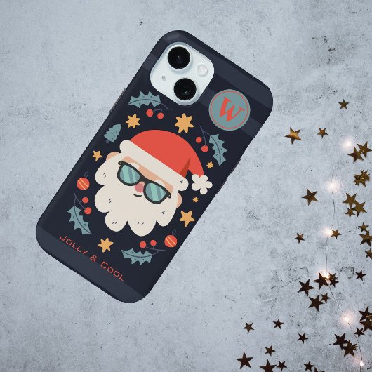Cool Jolly Santa Claus Monogram Initiaal Case-Mate iPhone Case