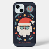 Cool Jolly Santa Claus Monogram Initiaal Case-Mate iPhone Case (Achterkant)