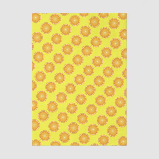 Cool Juicy Orange fruit slices pattern on yellow Tissuepapier (Voorkant)