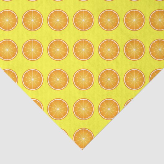 Cool Juicy Orange fruit slices pattern on yellow Tissuepapier (Detail)