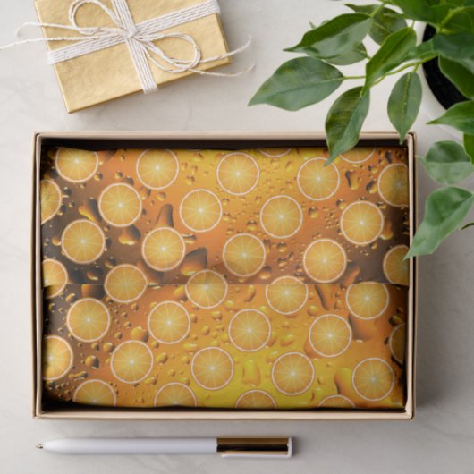 Cool Juicy Orange fruit slices pattern water drops Tissuepapier (Geschenk)