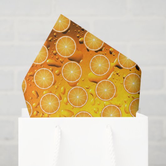 Cool Juicy Orange fruit slices pattern water drops Tissuepapier (Cadeauzakje)