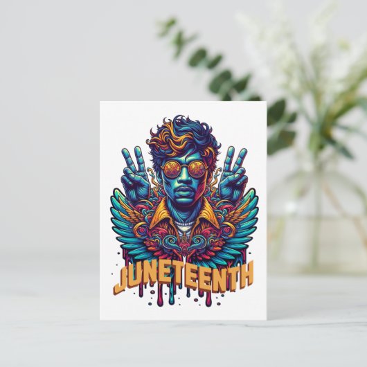 Cool Juneteenth Black Geschiedenis Maand Angel Fre Briefkaart (Staand voorkant)