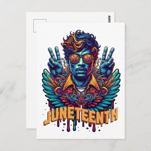 Cool Juneteenth Black Geschiedenis Maand Angel Fre Briefkaart (Voorkant / Achterkant)