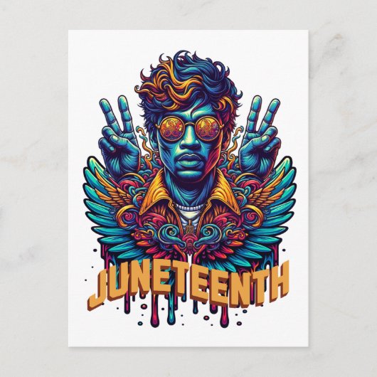 Cool Juneteenth Black Geschiedenis Maand Angel Fre Briefkaart (Voorkant)