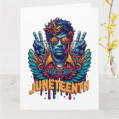 Cool Juneteenth Black Geschiedenis Maand Angel Fre Kaart (Gele Bloem)