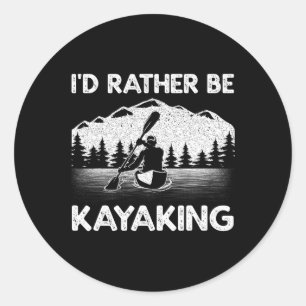 Cool kajak-kunst voor mannen vrouwen kajak peddel ronde sticker