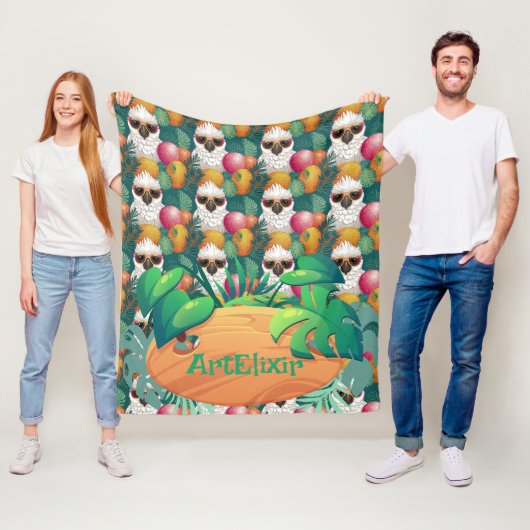 Cool Kaketoe dragen tinten print Fleece Deken (In situ)