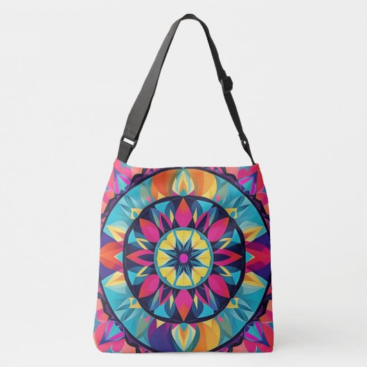 Cool Kaleidoscoop Aztec Design, Roze Blauw Patroon Crossbody Tas (Achterkant)