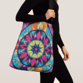 Cool Kaleidoscoop Aztec Design, Roze Blauw Patroon Crossbody Tas (Dichtbij)
