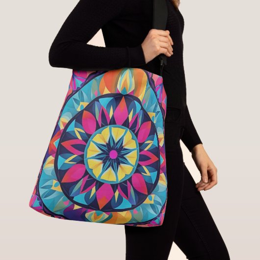 Cool Kaleidoscoop Aztec Design, Roze Blauw Patroon Crossbody Tas (Dichtbij)