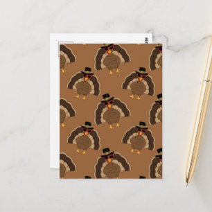 Cool kalkoen Thanksgiving leuk bruin patroon Briefkaart