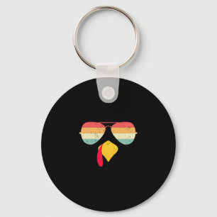 Cool kalkoengezicht met zonnebril Grappige Thanksg Sleutelhanger