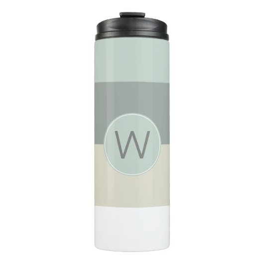 Cool Kalmerende Strepen Patroon met Monogram Thermosbeker (Voorkant)