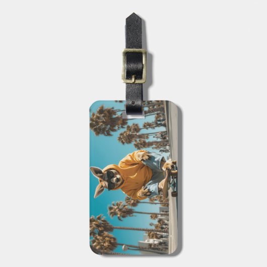 Cool Kangaroo in zonnebril op een skateboard Bagagelabel (Voorkant verticaal)