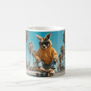 Cool Kangaroo in zonnebril op een skateboard Koffiemok