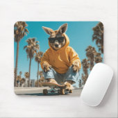 Cool Kangaroo in zonnebril op een skateboard Muismat (Met muis)