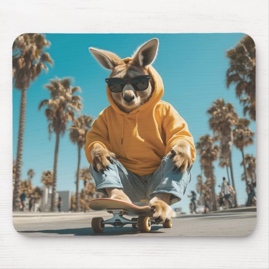 Cool Kangaroo in zonnebril op een skateboard Muismat (Voorkant)