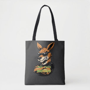 Cool Kangaroo Snel Tempo Chaos Zwarte T-Shirt Tote Bag