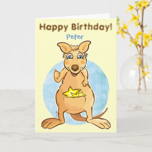 Cool kangoeroe - kaart (Gele Bloem)