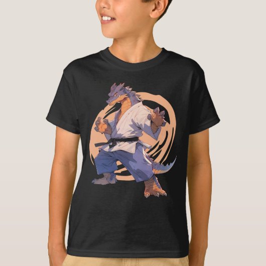 Cool karate blauwe draak Jiu-jitsu draak T-shirt (Voorkant)