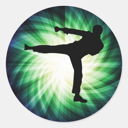 Cool Karate Kick Ronde Sticker (Voorkant)