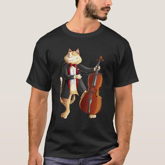 Cool kat die cello speelt, grappige kitten instrum t-shirt (Voorkant)