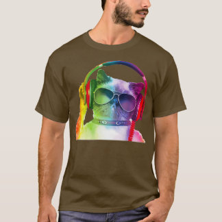 Cool Kat DJ Muziek Electro Feesten Graphic Mannen T-shirt