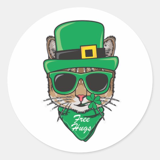 Cool kat dragen St patrick kostuum illustratie Ronde Sticker (Voorkant)