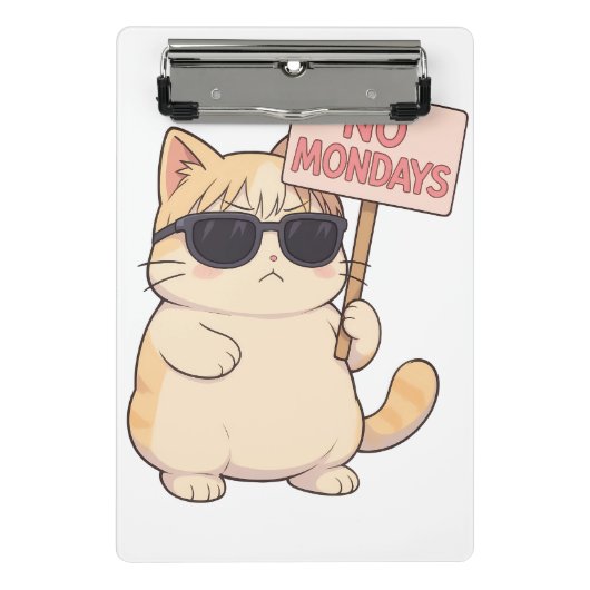 Cool Kat Geen Maandagen Aesthetic Meme Mini Klembord (Voorkant)