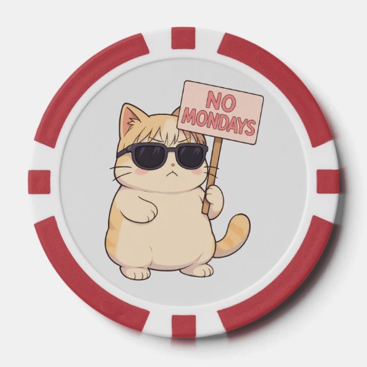 Cool Kat Geen Maandagen Aesthetic Meme Poker Chips (Voorkant)