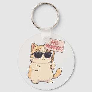 Cool Kat Geen Maandagen Aesthetic Meme Sleutelhanger
