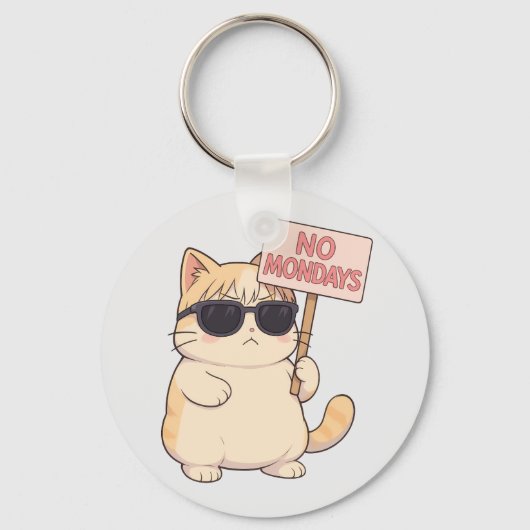 Cool Kat Geen Maandagen Aesthetic Meme Sleutelhanger (Voorkant)