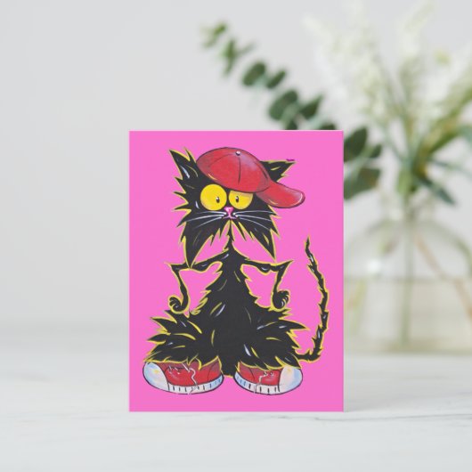 Cool Kat Hip Hop Briefkaart (Staand voorkant)