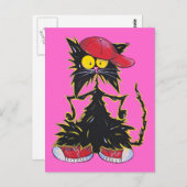 Cool Kat Hip Hop Briefkaart (Voorkant / Achterkant)