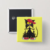 Cool Kat Hip Hop Vierkante Button 5,1 Cm (Voorkant /achterkant)