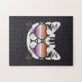 Cool kat met lesbische vlag bril grappig sapphic legpuzzel (Horizontaal)