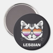 Cool kat met lesbische vlag bril grappig sapphic magneet (Voorkant / Achterkant)