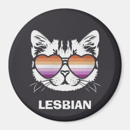 Cool kat met lesbische vlag bril grappig sapphic magneet